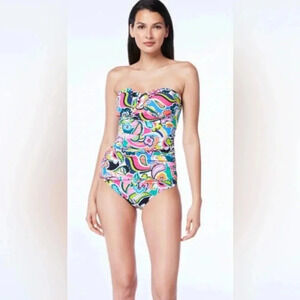 BLEU ROD BEATTIE Twist Bandeau Tankini and Bikini Bottom Go For Bold Size 8